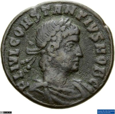 Nummus, Constantius II.335-336 n. Chr.Antike HerrscherprägungConstantinus I. (um 270/288-337 n. Chr.)