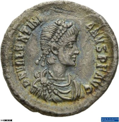 Siliqua, Valentinianus II.383-388 n. Chr.Antike HerrscherprägungTheodosius I. (347-395 n. Chr.)