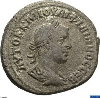 Tetradrachme, Syria: Philippus II.249 n. Chr.Antike HerrscherprägungPhilippus I. (um 204-249 n. Chr.)