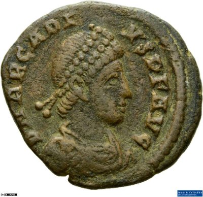 Aes 2, Arcadius392-395 n. Chr.Antike HerrscherprägungTheodosius I. (347-395 n. Chr.)