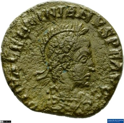 Nummus, Valentinianus II.383-388 n. Chr.Antike HerrscherprägungTheodosius I. (347-395 n. Chr.)