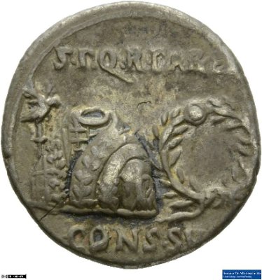 Denar (ANT), Augustusum 18 v. Chr.Antike HerrscherprägungGaius Iulius Caesar (Octavianus), seit 27 v. Chr. Augustus (63 v.-14 n. Chr.)