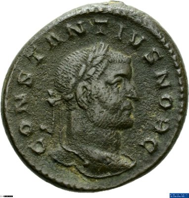 Nummus, Constantius I.: Fälschung296-1912 n. Chr.Antike HerrscherprägungMaximianus Herculius (um 250-310 n. Chr.)