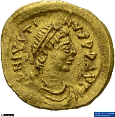 Tremissis, Byzanz: Iustinus I.518-527 n. Chr.Kaisertum (MA/NZ)Justinus I. (518-527)