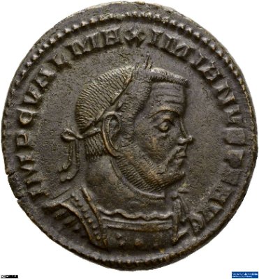 Nummus, Galerius Maximianus307-308 n. Chr.Antike HerrscherprägungGalerius Maximianus (um 250-311 n. Chr.)