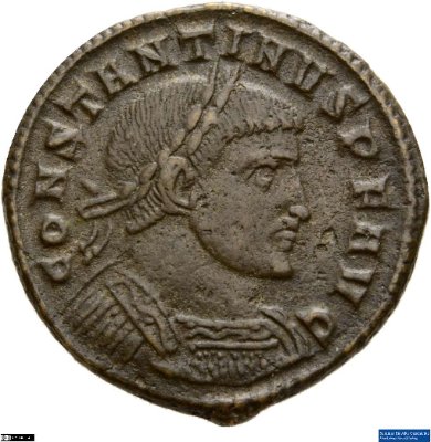 Nummus, Constantinus I.312-313 n. Chr.Antike HerrscherprägungConstantinus I. (um 270/288-337 n. Chr.)