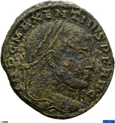 Nummus, Maxentius307 n. Chr.Antike HerrscherprägungMaxentius (gefallen 28.10. 312 n. Chr.)