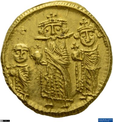 Solidus, Byzanz: Heraclius I., Heraclius Constantinus und Heraclonasca. 632-635 n. Chr.Kaisertum (MA/NZ)Heraclius I. (610-641)