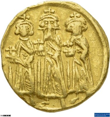 Solidus, Byzanz: Heraclius I., Heraclius Constantinus und Heraclonasca. 639-641 n. Chr.Kaisertum (MA/NZ)Heraclius I. (610-641)