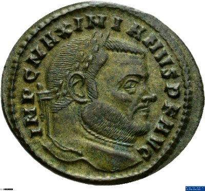 Nummus, Maximianus Herculius307 n. Chr.Antike HerrscherprägungMaximianus Herculius (um 250-310 n. Chr.)