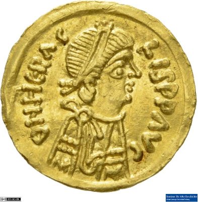 Tremissis, Byzanz: Heraclius I.:Nachahmungca. 610-641 n. Chr. oder späterKaisertum (MA/NZ)