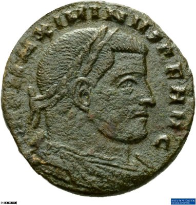 Nummus, Maximinus Daia312-313 n. Chr.Antike HerrscherprägungMaximinus Daia