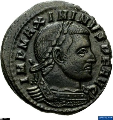 Nummus, Maximinus Daia312-313 n. Chr.Antike HerrscherprägungMaximinus Daia