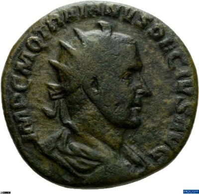 Doppelsesterz, Traianus Decius249-251 n. Chr.Antike HerrscherprägungTraianus Decius (um 190/200-251 n. Chr.)