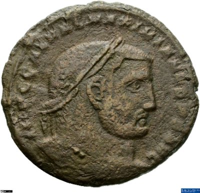 Nummus, Galerius Maximianus305-306 n. Chr.Antike HerrscherprägungGalerius Maximianus (um 250-311 n. Chr.)