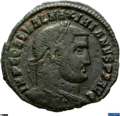 Nummus, Galerius Maximianus308-309 n. Chr.Antike HerrscherprägungGalerius Maximianus (um 250-311 n. Chr.)
