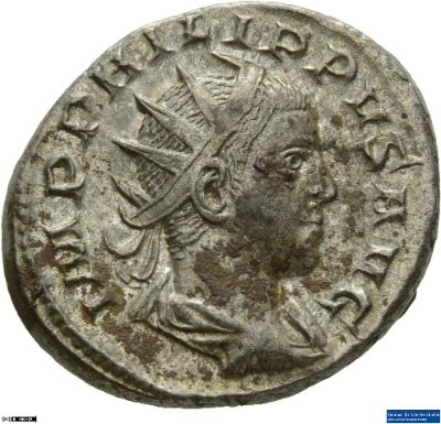 Doppeldenar, Philippus II.246-248 n. Chr.Antike HerrscherprägungPhilippus I. (um 204-249 n. Chr.), Philippus II. (237-249 n. Chr.)