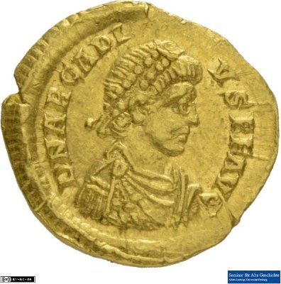 Tremissis, Arcadius388-393 n. Chr.Antike HerrscherprägungArcadius (um 377-408 n. Chr.)