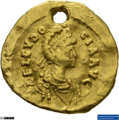 Tremissis, Aelia Eudocia425-429 n. Chr.Antike HerrscherprägungTheodosius II. (401-450 n. Chr.)