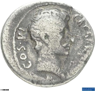 Denar (ANT), Römische Republik: C. Iulius Caesar (Octavianus)28 v. Chr.Antike HerrscherprägungGaius Iulius Caesar (Octavianus), seit 27 v. Chr. Augustus (63 v.-14 n. Chr.)