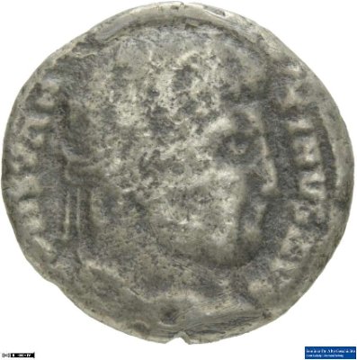 Nummus, Constantinus I.: Fälschung326-328 n. Chr.Antike HerrscherprägungConstantinus I. (um 270/288-337 n. Chr.)