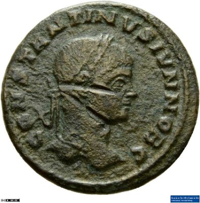 Nummus, Constantinus II.321 n. Chr.Antike HerrscherprägungConstantinus I. (um 270/288-337 n. Chr.)