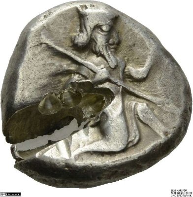 Siglos, Sardisca. 490/85-480/75 v. Chr.Antike Herrscherprägung