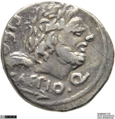 Denar (ANT), Röm. Republik: L. Calpurnius Piso Caesonius, Q. Servilius Caepio100 v. Chr.Stadt